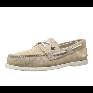 Mens Sperry top sider canvas boat shoe tan size 12